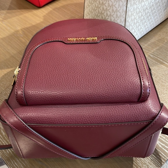 Michael Kors Jaycee Medium Pebbled Leather Backpack
 Oxblood/Golden NWT - Picture 7 of 16